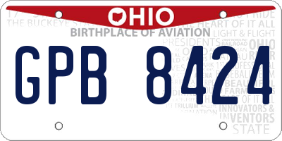 OH license plate GPB8424
