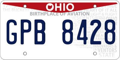 OH license plate GPB8428