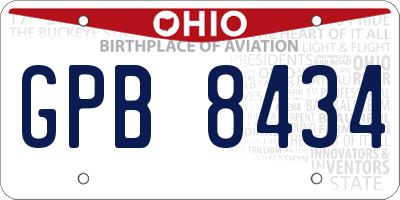 OH license plate GPB8434