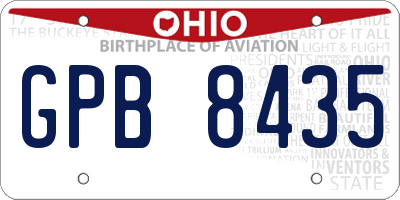 OH license plate GPB8435