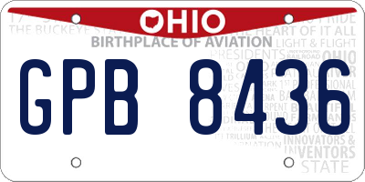 OH license plate GPB8436