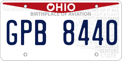 OH license plate GPB8440