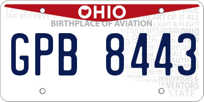 OH license plate GPB8443
