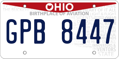 OH license plate GPB8447