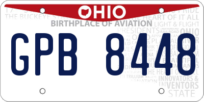 OH license plate GPB8448