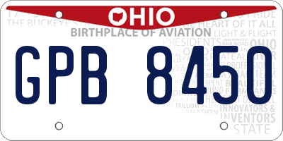 OH license plate GPB8450