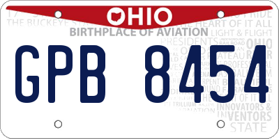OH license plate GPB8454