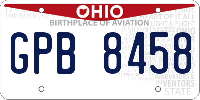 OH license plate GPB8458