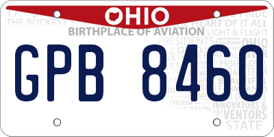 OH license plate GPB8460