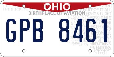 OH license plate GPB8461