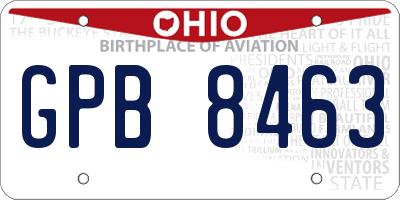 OH license plate GPB8463