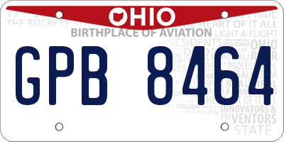 OH license plate GPB8464