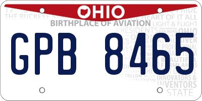 OH license plate GPB8465