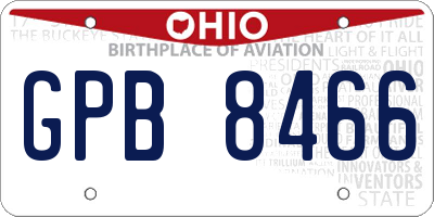OH license plate GPB8466