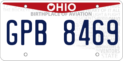OH license plate GPB8469