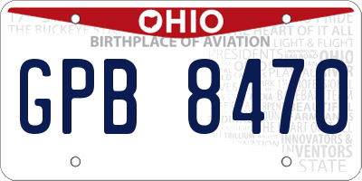 OH license plate GPB8470