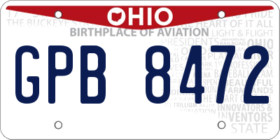 OH license plate GPB8472