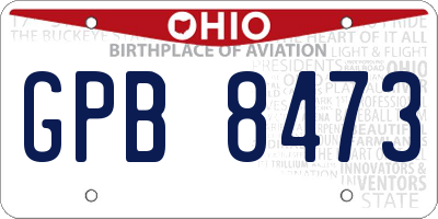 OH license plate GPB8473