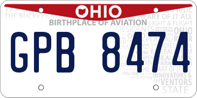 OH license plate GPB8474