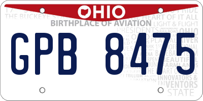 OH license plate GPB8475