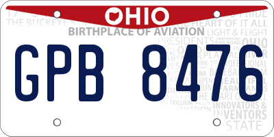 OH license plate GPB8476