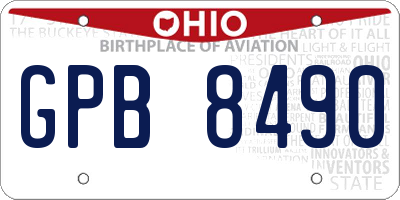 OH license plate GPB8490