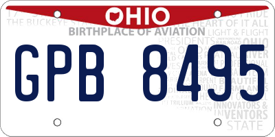 OH license plate GPB8495