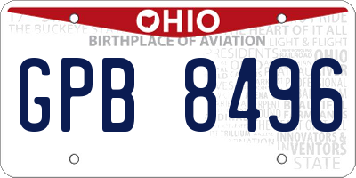 OH license plate GPB8496