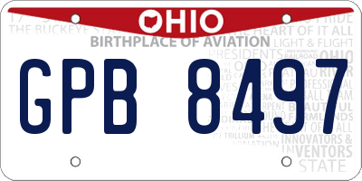 OH license plate GPB8497