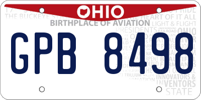 OH license plate GPB8498