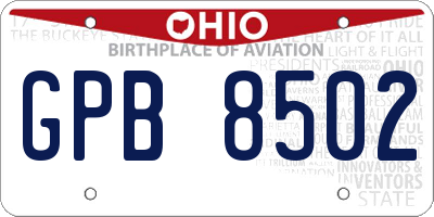 OH license plate GPB8502