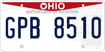 OH license plate GPB8510