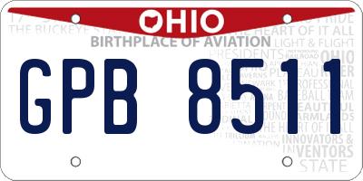 OH license plate GPB8511