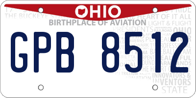 OH license plate GPB8512
