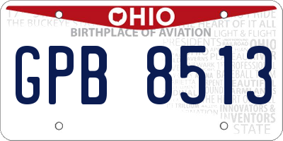 OH license plate GPB8513
