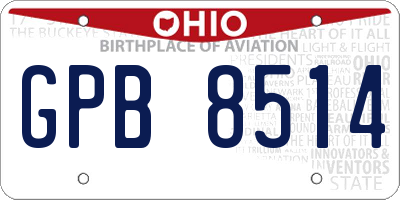 OH license plate GPB8514