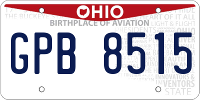 OH license plate GPB8515