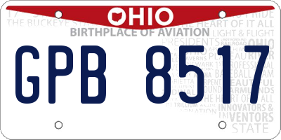 OH license plate GPB8517