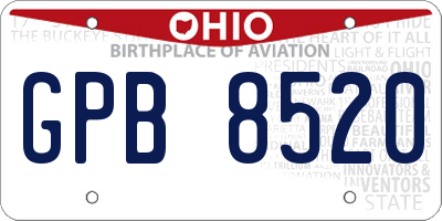 OH license plate GPB8520