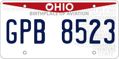 OH license plate GPB8523