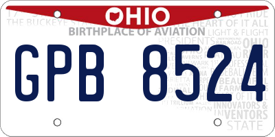 OH license plate GPB8524