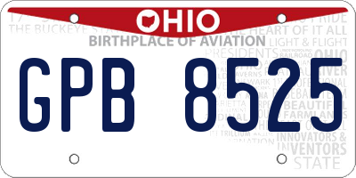 OH license plate GPB8525