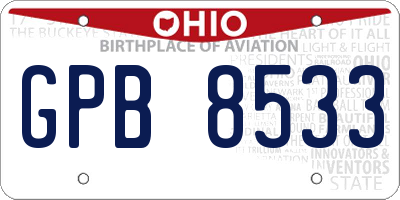 OH license plate GPB8533