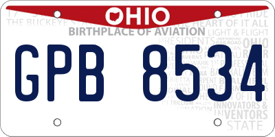 OH license plate GPB8534
