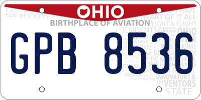 OH license plate GPB8536
