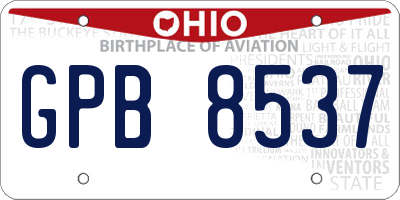 OH license plate GPB8537