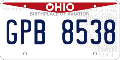 OH license plate GPB8538