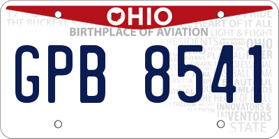OH license plate GPB8541