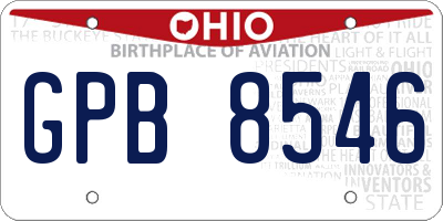 OH license plate GPB8546
