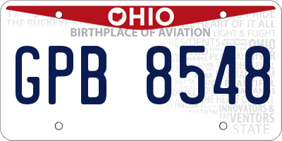 OH license plate GPB8548